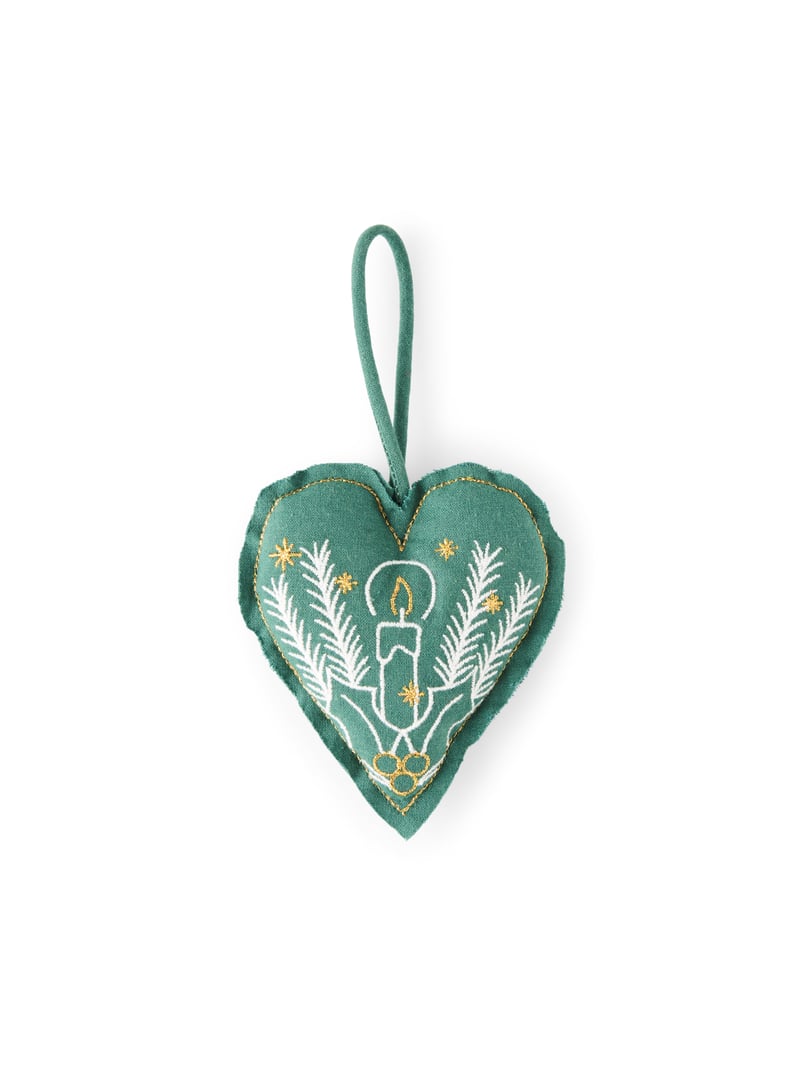 Embroidered heart ornament - Forest Green - image 1