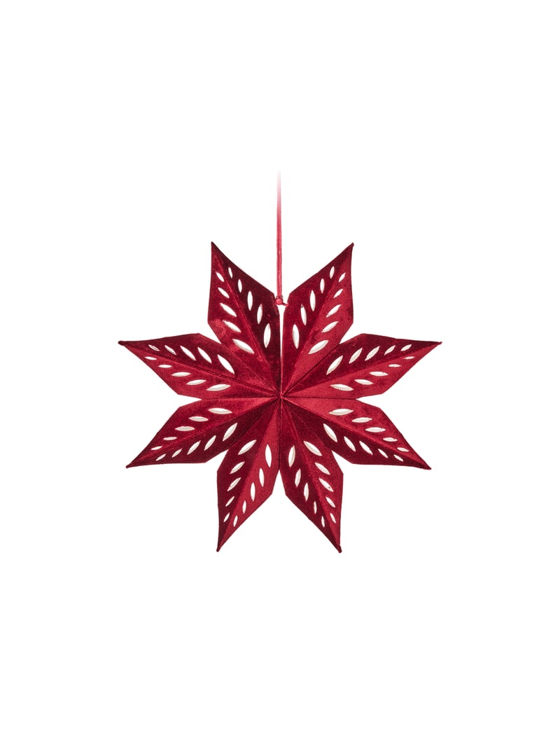 Velvet star with LED light - Bordeaux - image 1