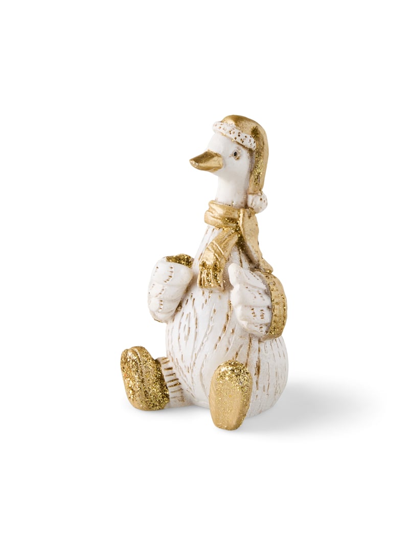 Christmas goose figurine - Gold, White - image 1