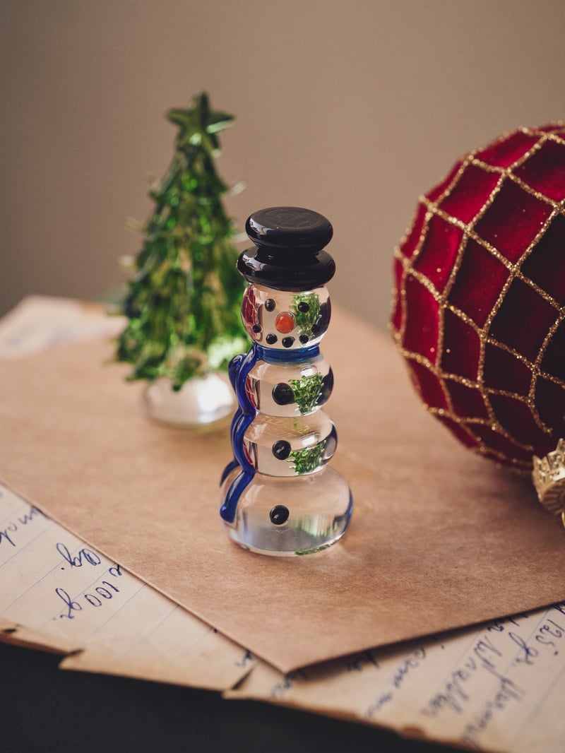 Glass snowman figurine - Clear, Blue - image 2