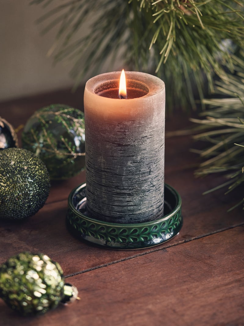 Pillar candle 12 cm - Dark Green - image 2