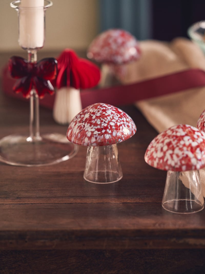 Decorative glass mushroom - Red, White - image 2