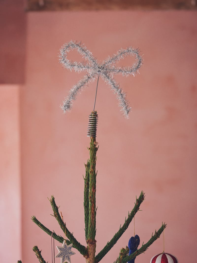 Christmas tree topper bow - Silver - image 2