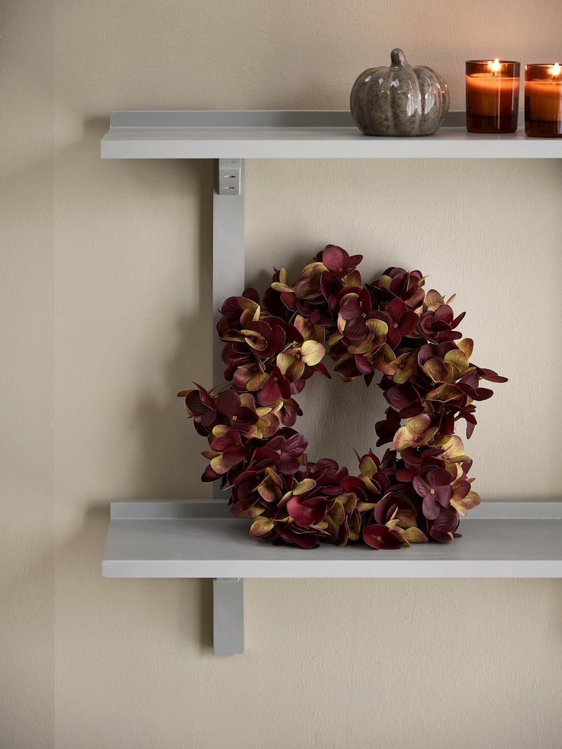 Artificial hydrangea wreath - Bordeaux - image 2