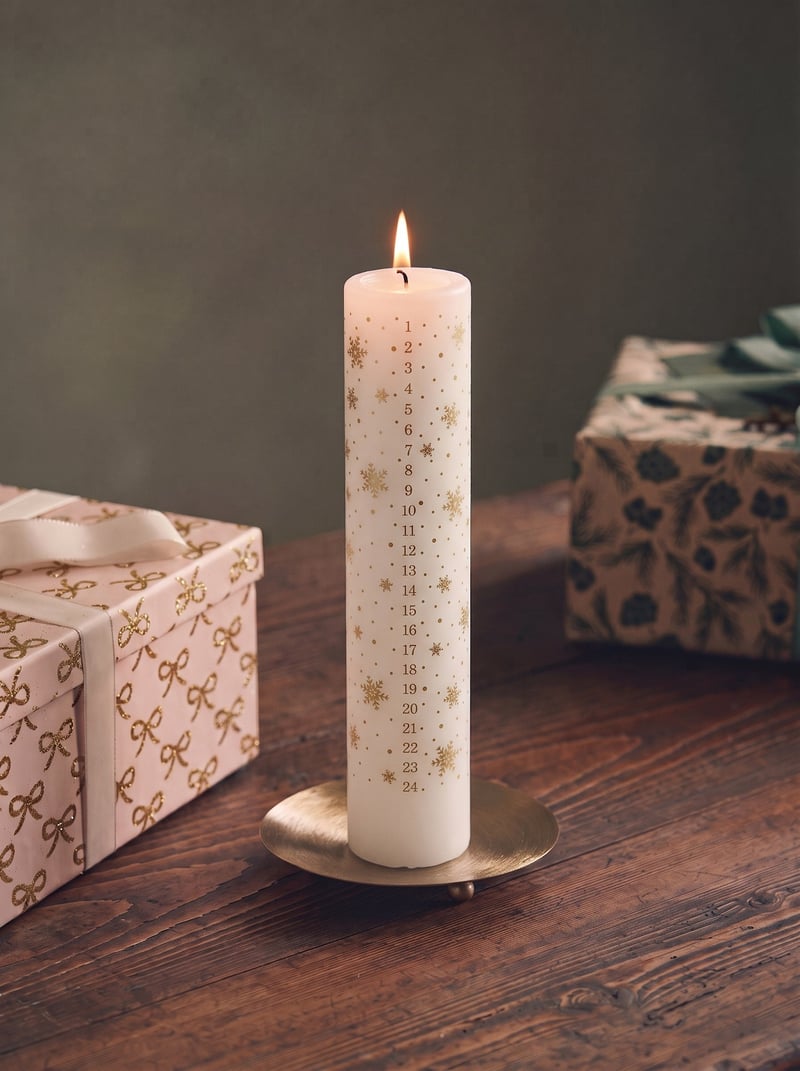 Advent candle - Off White, Gold - image 2