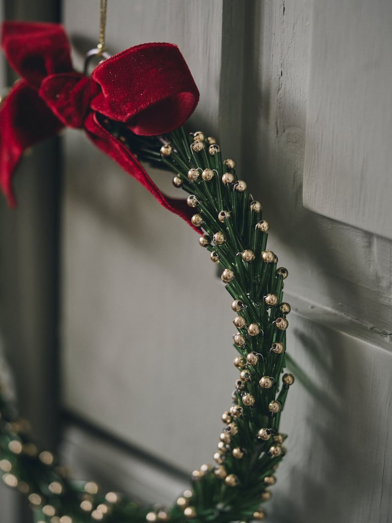 Wreath with bow - Green, Bordeaux - image 3