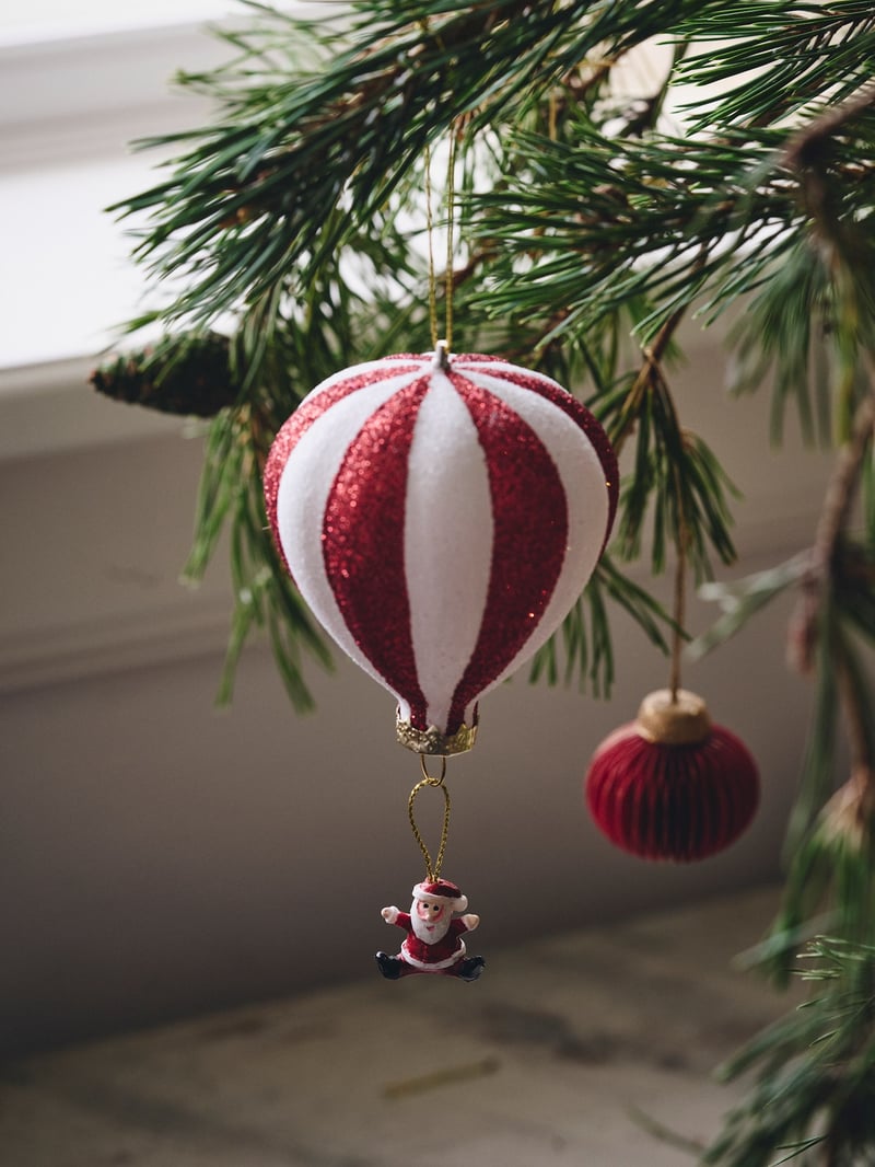 Christmas ornament hot air balloon - Red, White - image 2